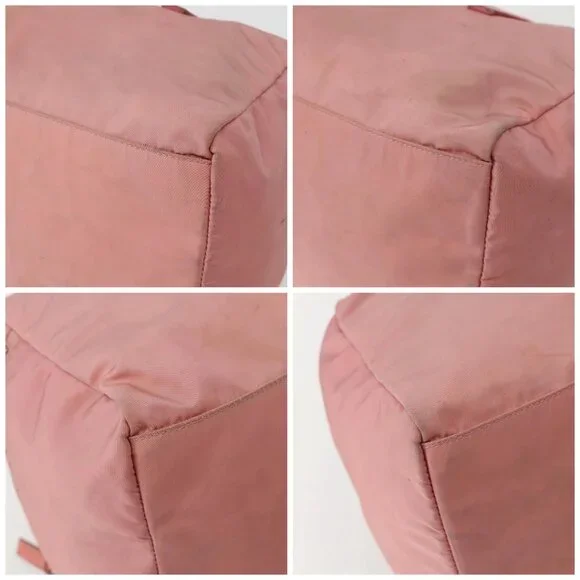 PRADA Hand Bag Nylon Pink Silver Auth
